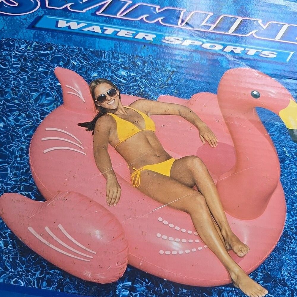 Giant Flamingo Pool Float Bird Animal Ride on Swimming Inflatable Swimline Pink